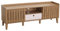 Meuble TV HWC-M48, Buffet Bas Armoire TV, Porte coulissante 56x150x40cm - Naturel, Tiroir Blanc