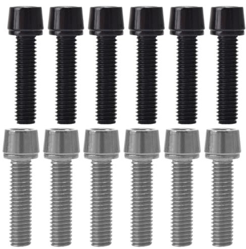 Lot de 12 Boulons de Tige de Vélo M5 x 20 mm - Vis Porte Bidon et Potence Fixes Avec Rondelles pour Bicyclette