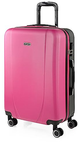 ITACA - Valigia Media da Viaggio Rigide. Trolley Medio con 4 Ruote. Materiale ABS Valigia Media Rigida in Offerta Resistente e Super Leggero - Valigia 20 kg Lucchetto TSA, Fucsia/antracite