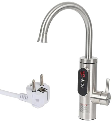 CEIEVER Elektrischer Wasserhahn Mit Durchlauferhitzer - Einstellbare Temperatur 30-55℃, 230V, Edelstahl für Küche