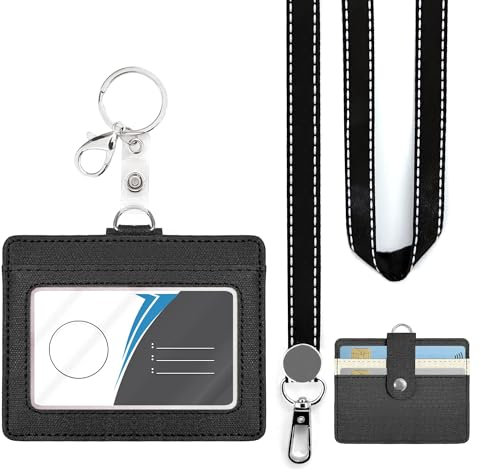 Ausweishalter mit Lanyard für Ausweishülle, für id Card Holder, Büro, Schule, Mitarbeiter, langlebig, stilvoll,kartenhülle (Horizontal Lanyard)