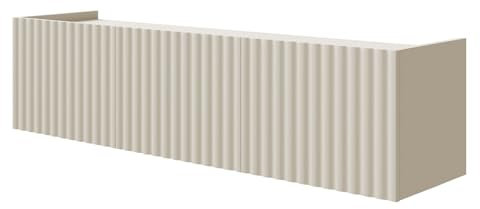 Selsey Mueble TV Suspendido Fiorra 37x144x37cm - Elegante Mueble para Televisión para Salón - Tono Cachemire - Paneles Estratificados y MDF - Compartimentos Cerrados - Paso de Cables