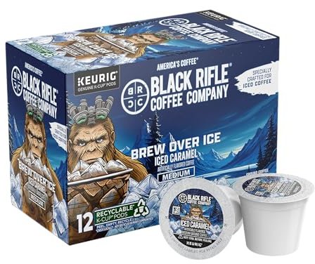 Black Rifle Coffee Company Iced Caramel Coffee K-Cup – Limited Edition, Smooth Caramel Flavor with Buttery Finish, Hot Brew for Iced Coffee, Rounds 12-count