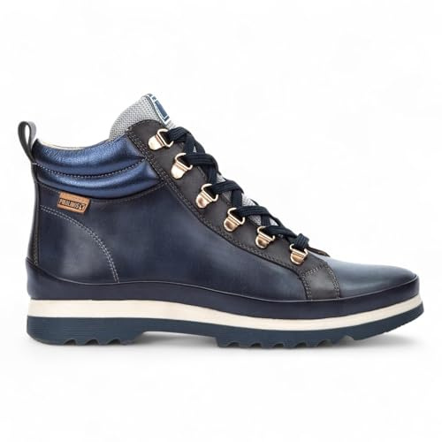 Infinity Women’s Blue Leather Ankle Biker Boots - Vigo