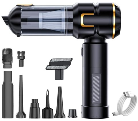 Handstaubsauger Akku, Autostaubsauger 25000Pa Mini Staubsauger mit integrierter Taschenlampe, Aufladbar Tragbar Leicht Auto Staubsaug Stark, Elektrische Staubgebläse für den Auto, Küche,Sofa,Tierhaare