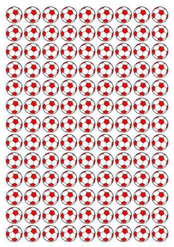 117 Aufkleber, Fußball, Sticker, 20 mm, weiß/rot, aus PVC, Folie, bedruckt, selbstklebend, EM, WM, Bundesliga