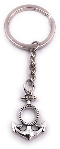 H-Customs ancre avec anneau Porte-clés pendentif en métal argenté