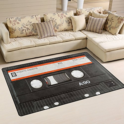 Use7 Antirutschmatte mit altem Kassettenband, für Wohnzimmer, Schlafzimmer, 50 x 80 cm