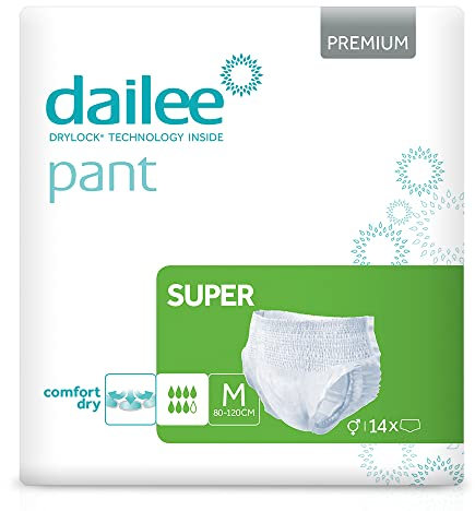 Dailee Pants Super M - 30x Couches Adultes, 2 Paquets de 15 Couche Culotte Incontinence Femme et Homme - Slip Incontinence, Culotte Jetable