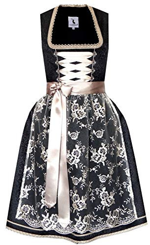 Alpenmärchen Midi Dirndl aus Exklusiver Kollektion inkl. Spitzenschürze Gr.48 - ALM664