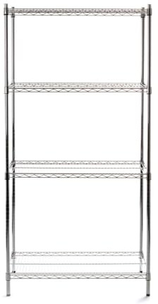 HENDI Regalsystem, Steckregal, Schwerlastregal, 4 verstellbare Einlegeböden. Max. Traglast pro Boden 125 kg, 910x455x(H) 1830mm, Verchromt