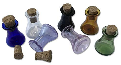 Jarvials Mini Frascos de Vidrio Botellas de Embudo Frascos con Pequeñas Botellas de Corcho Boda Frascos Pequeños Frascos Mezcla 7 colores