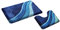 S&S-Shop Badematte Set | Blau | Kiel | mit Ausschnitt | 2 teilig | rutschfest | WC-Vorleger 50 x 45 cm | Badvorleger 50 x 90 cm | Badteppich | Teppich | Bad | Badezimmer