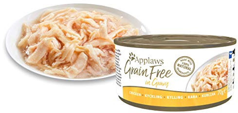 Applaws 100 % natürliches getreidefreies Nassfutter für Katzen, Huhn in Soße, 70 g Dose (24 Stück)