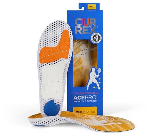 CURREX AcePro Einlegesohlen für Tennis- und Hallenschuhe - Optimal für Handball, Badminton und Volleyball (Med Profile) - EU 34,5-36,5 (XS)