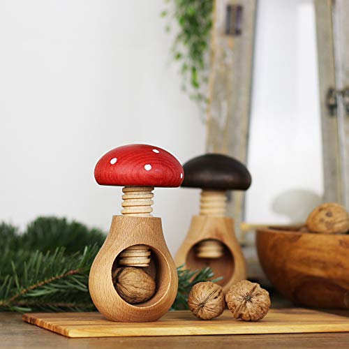 Mitienda - Schiaccianoci a forma di fungo, di colore rosso, di alta qualità per noci, schiaccianoci a forma di fungo, schiaccianoci, in faggio