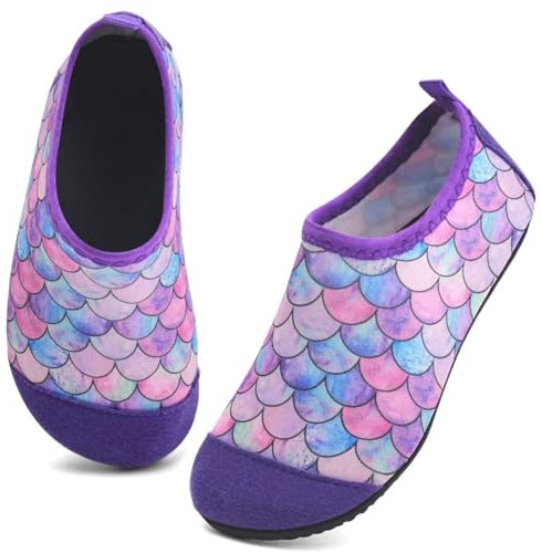 IceUnicorn Badeschuhe Kinder Schwimmschuhe Jungen Mädchen Strandschuhe Baby Aquaschuhe Barfußschuhe Kleinkind Wasserschuhe(Rosa Lila, 20/21 EU)