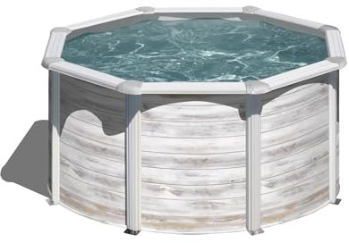 Piscina de Acero Elevada,Redonda con Aspecto Acero Nórdico. Piscinas Desmontables para Jardín. 240 x 120 cm - Piscina Gre KIT240N Finlandia.