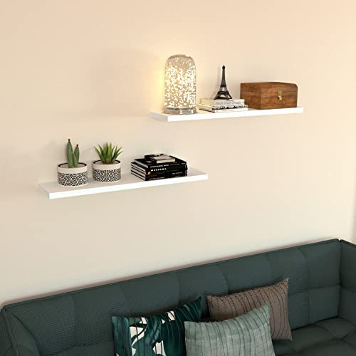 Henor Wandregal FSC® Holzwandregal 80 x 20 x 2.5 cm Vollständig versteckte Hardware Laden Sie 25 kg. Weiß