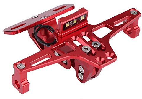 Motorcycle License Plate Frame with Light, Motorcycle Adjustable Aluminum License Number Plate Frame Holder Bracket with Light(Red).-for motorcycle license plate holder for r3