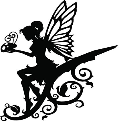 Fenteer Artistique Métier en Métal Fée Silhouette Statue pour L'extérieur Jardin Pelouse Arbre Mur Décor