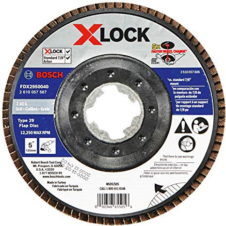 BOSCH FDX2950040 X-LOCK Fächerscheibe, Körnung 40, kompatibel mit 7/8 Zoll, Dorn Typ 29 für Anwendungen im Metallmischen und Schleifen, 1 Stück