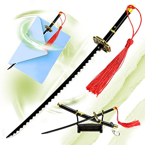One Piece – Zoro Yubashiri Katana, Schwert Brieföffner mit Scheide und Ständer, Edelstahl, Miniatur Katana, Anime Geschenk für Fans & Sammler