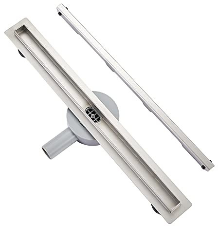 Plumbsys Canaleta de Ducha acero inoxidable 60cm,Piso Lineal Canal de Drenaje conjunto completo,Sifón 360° con dispositivo desodorante y filtro de pelo, Canal de drenaje Drenaje rápido