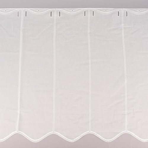 Scheibengardine nähfrei Stickerei Leinenlook ecru 60cm