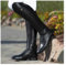 HUDUO Stivali da Equitazione al Ginocchio Scarpe da Equitazione Donna Stivali da Cowboy Occidentali Punta Tonda Cerniera Posteriore Stivali Lunghi da Cavaliere Moda Large Size,Black-37