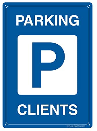 AUA SIGNALETIQUE - Panneau Prépercé (4 Trous) avec Angles arrondis - PVC Rigide 1.5 mm - (150x210 mm, Parking Clients)