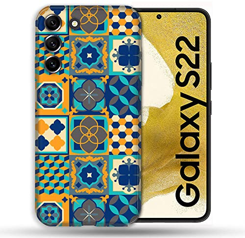 Coque pour Samsung Galaxy S22 Texture Carreau Ciment Orange