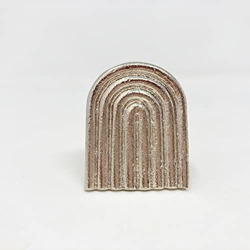 Large Vintage Art Deco Arch Iron Drawer Pull, Rustic Cabinet Door Handle, Door Knob (Silver)