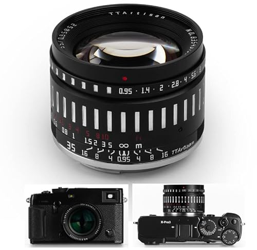 TTARTISAN 35mm F0.95 Objektiv für Fuji X Mount Kameras APS-C MF Bokeh Monster Eye of Night Objektiv für spiegellose Kameras X-A10 X-M1 X-T10 X-PR01 X-E1 X-E3 XS10 und mehr