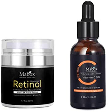 Mabox Organic UnBlemished Vitamin C Concentrate, Vitamin C Serum für Gesicht, Sofort-Boost Serum Set, Natürliche Anti Aging + Anti Falten + Bio Kollagen Booster Gesichtsserum