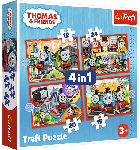 Trefl - Thomas & Friends, der Tolle Tom - 3-in-1 Puzzle, 3 Puzzles, von 12 bis 24 Teile - Puzzles mit Tom & Friends Märchenfiguren, Verschiedene Schwierigkeitsstufen, für Kinder ab 3 Jahren