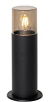 Qazqa - Modern Stehende Außenleuchte I Sockelleuchte schwarz mit Rauchschirm 30 cm IP44 - Odense I Außenbeleuchtung - Aluminium Länglich - LED geeignet E27