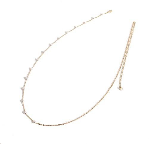 Stfery Bauch Ketten Damen, Heart Belly Chain Gold Taillenkette Perle Bauchkette Körperkette 103cm Legierung Kettengürtel Frauen