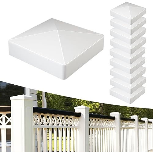 UCINNOVATE 10 Stück Vinyl-Pfostenkappen, passend für tatsächliche 10,2 x 10,2 cm Zaunpfosten/Briefkastenpfosten/Deckpfosten/Holzpfosten/Vinylpfosten, wasserdicht, 10 x 10,2 cm, weiße