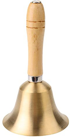 Kupfer Handglocke im Traditionellen Stil, Holzgriff Schulglocke, Handklingel für Weihnachtsdekorationen Hochzeit Abendessen Schule, Tischglocke Rezeptionsklingel L 15 cm