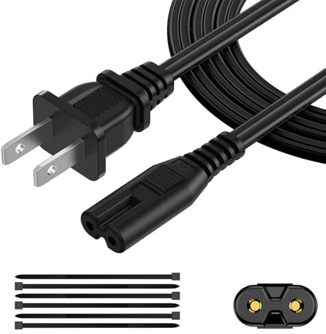 Power Cord 30FT(1 Pack), 2 Prong TV Power Cord, Power Supply Cable Replacement for Xbox One S, Xbox One X, Xbox Series X, PS3, PS4, PS5, Compatible for Printer, Monitor, Sound Bar, Game Console