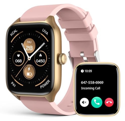 SOUYIE Smartwatch Damen Herren, Smart Watch mit Telefonfunktion,1.96 HD- Touchscreen Fitnessuhr mit Pulsmesser, Schlafmonitor, Schrittzähler, Thermometer,IP67 Wasserdicht Armbanduhr für Android iOS