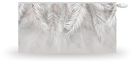HUBDECO Magnetische Heizkörperverkleidung - 140x60 cm - Magnet Heizkörperabdeckung - Motiv Graue Palmenblätter - Wasserdicht Erhöhte Abriebfestigkeit Paneel-Heizkörperabdeckung