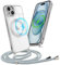 Micoden Handykette Hülle für iPhone 15 mit Band Kompatibel mit MagSafe Kabellosem Laden Kameraschutz Vollständiger Transparent Silikon Case Kordel zum Umhängen Handyhülle Schutzhülle,Silber