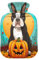 Wärmflasche für Halloween, Mops, Hund, Kürbis, Wärmflasche, mit Bezug, Wasserheizkissen zur Schmerzlinderung, Wärmflaschen für Frauen, Mädchen, Kinder, 2 l
