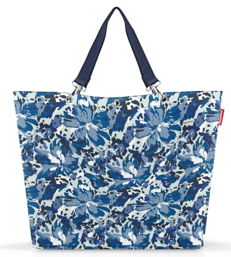 reisenthel shopper XL flora blue – Geräumige Shopping Bag und edle Handtasche in einem – Aus wasserabweisendem Material