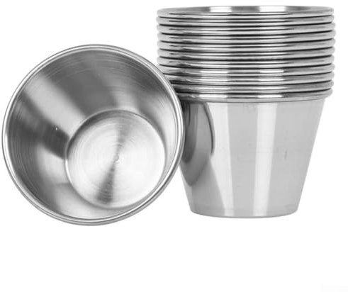 Hasaller Lot de 12 tasses à sauce en acier inoxydable, 2 ramequins en métal de 140 ml pour condiments