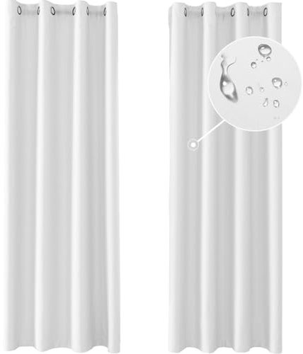 Ystyle Gardinen 2er Set, Thermovorhang Kälteschutz, Outdoor Vorhang Wetterfest Mit Ösen, Verdunkelungsvorhang, Vorhänge Blickdicht, Curtains Wohnzimmer, Thermovorhang Hitzeschutz, Weiß