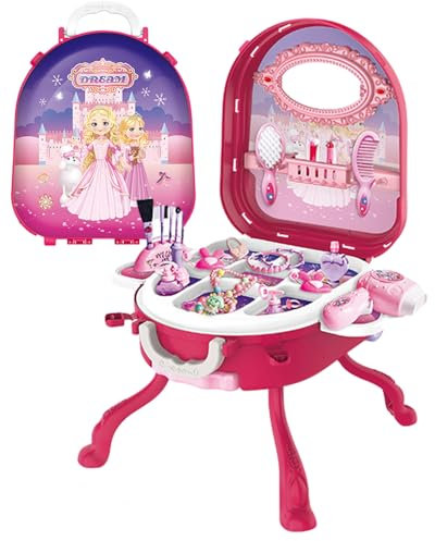 Schminktisch-Spielzeug Für Kinder, Make-up-Tischspielzeug Für Kleinkinder, Make-up-Set, Schönheitssalon-Set, Make-up-Spielzeug, Schminktisch-Set Für Kleinkinder, Reisekoffer, Rollenspiel Mit Spiegel U