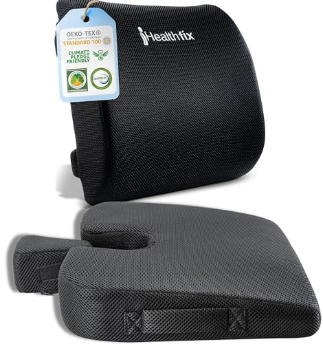 Healthfix® Ergonomisches Keilkissen & Lendenkissen – Ideal für Büro & Home Office, Verbessert Sitzhaltung, Lindert Sitzschmerz & Erhöht Komfort
